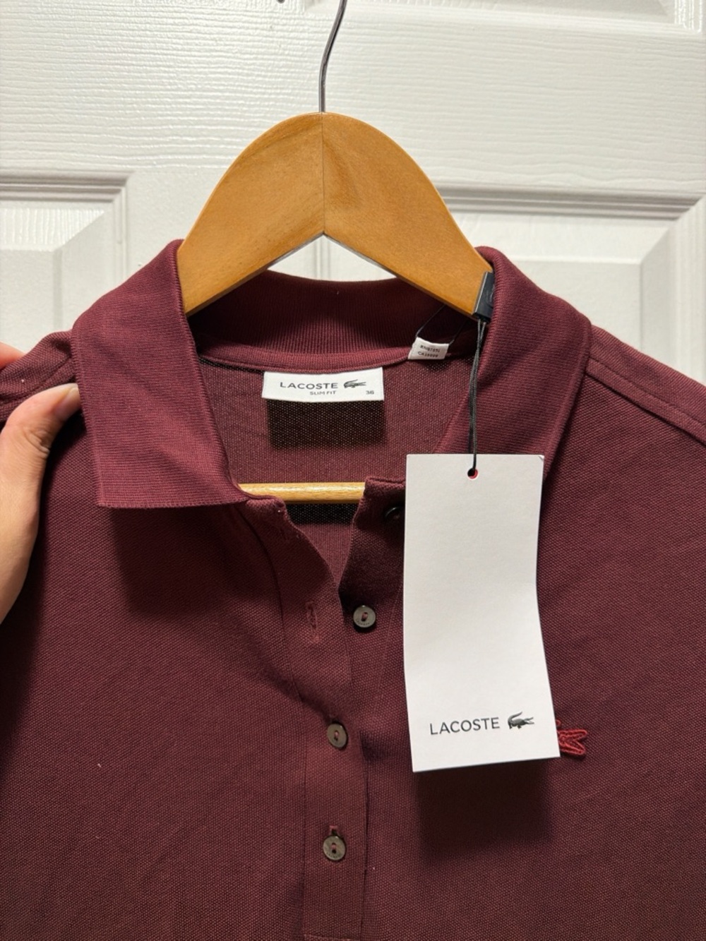 Lacoste Polo Mini Dress in Burgundy - Picture 3 of 5